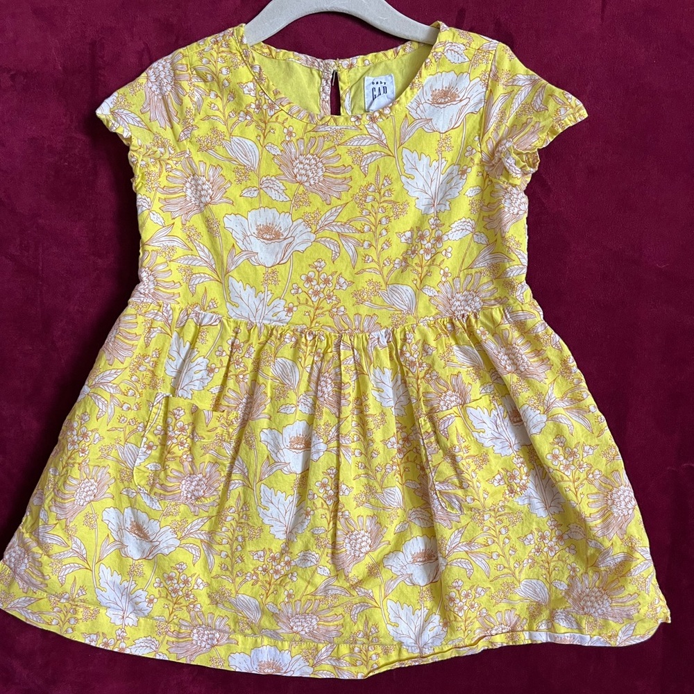 Baby Gap yellow floral dress-3years